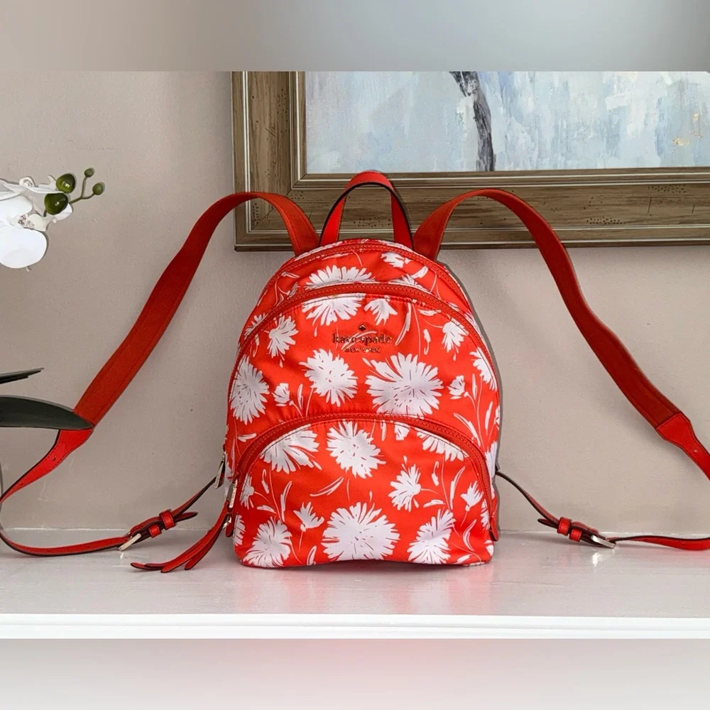 kate spade Orange and White Floral Backpack